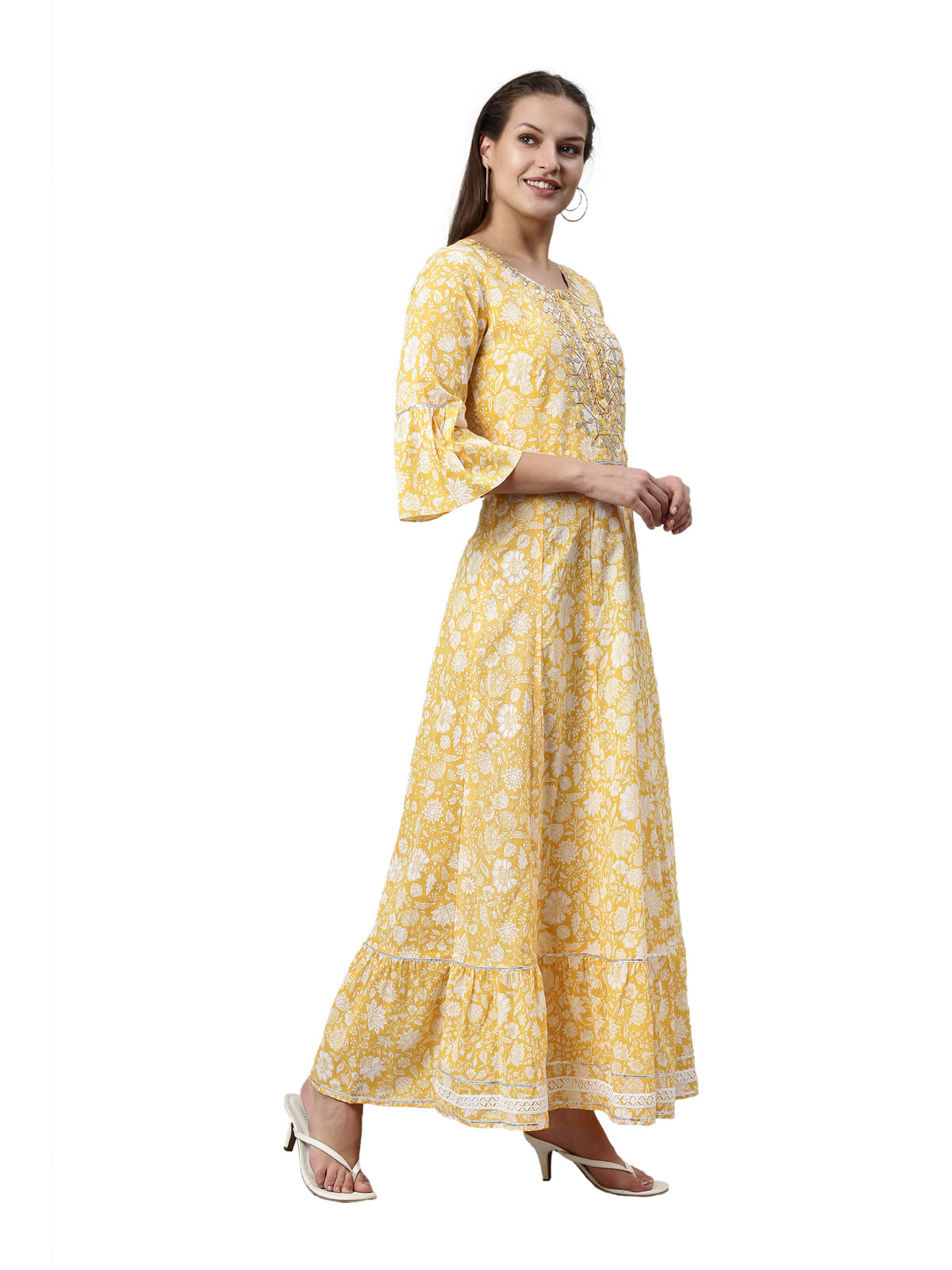 Neeru's Yellow Color Mulmul Fabric Kurta