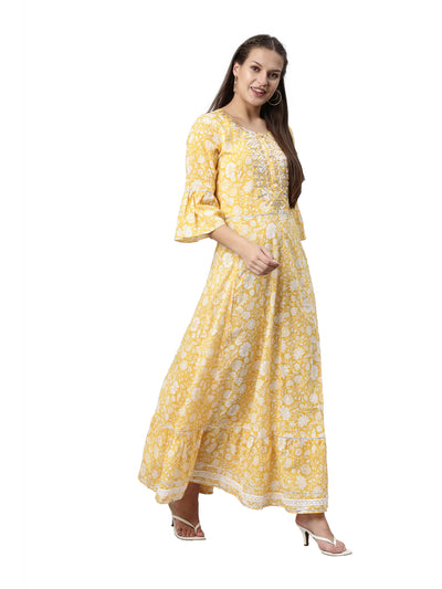 Neeru's Yellow Color Mulmul Fabric Kurta