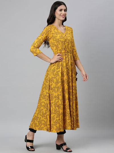 Neeru's Mustard Color Rayon Fabric Kurta