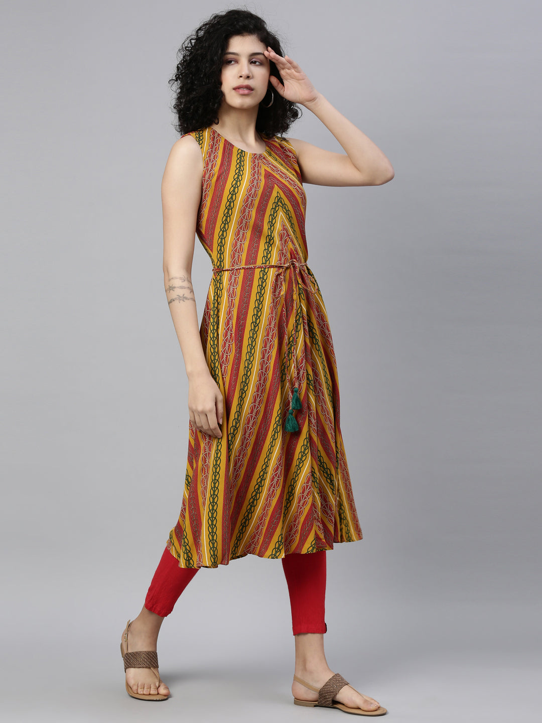 Neeru's Mustard Color Rayon Fabric Kurta